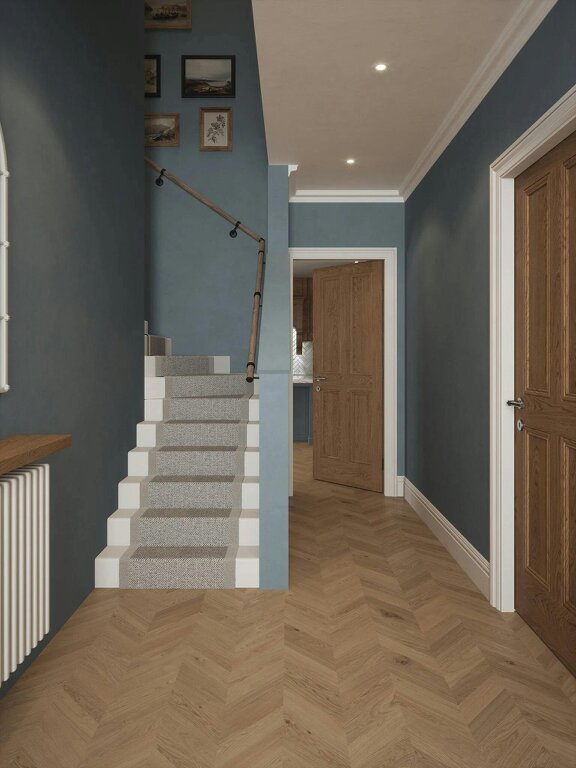 Handrails Direct Oversley Walnut Single Winder Handrail - Oversley Walnut - Kineton Matt Black