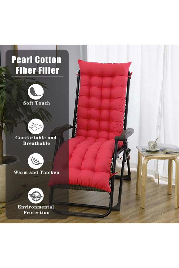 Living and Home Red Sun Lounger Cushion Garden Bench Cushion with Anti-Slip Cover , 160 cm W x 50cm D