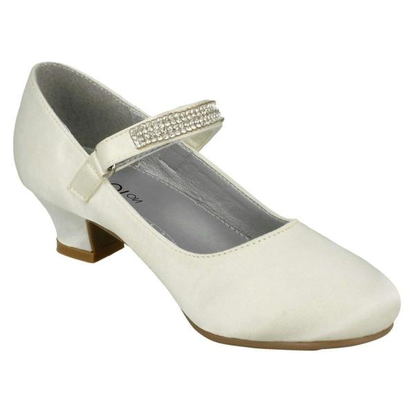 Spot On Girls Spot On Mid Heel Diamante Strap Shoes