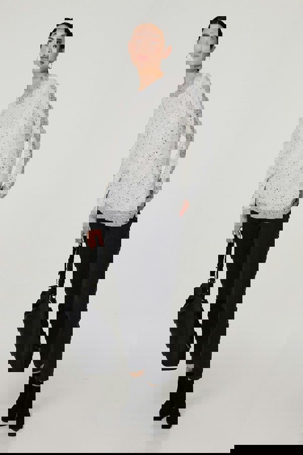 Grey | Colour Block Long Sleeve Curve Hem Jumper
