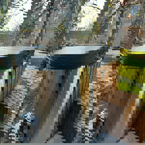 Ofuro wood-fired tub with integrated heater