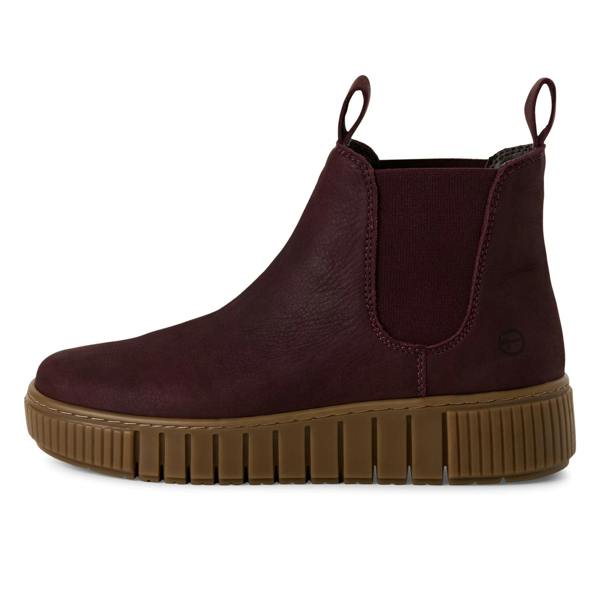 Tamaris Womens Bordeaux Burgundy Leather Chelsea Ankle Boots
