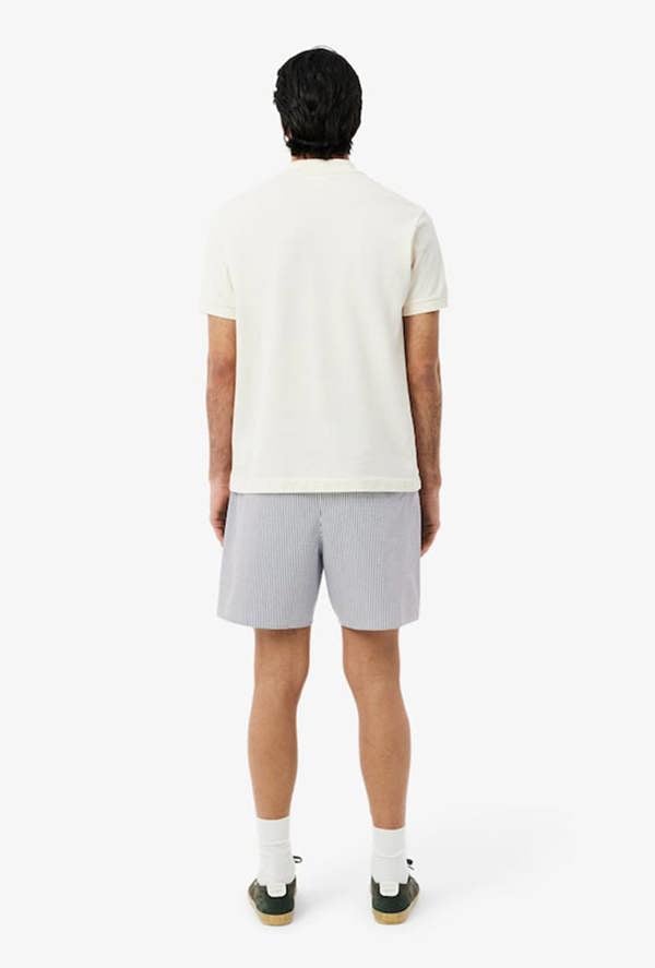 Lacoste Mid Length Striped Textured Swim Trunks