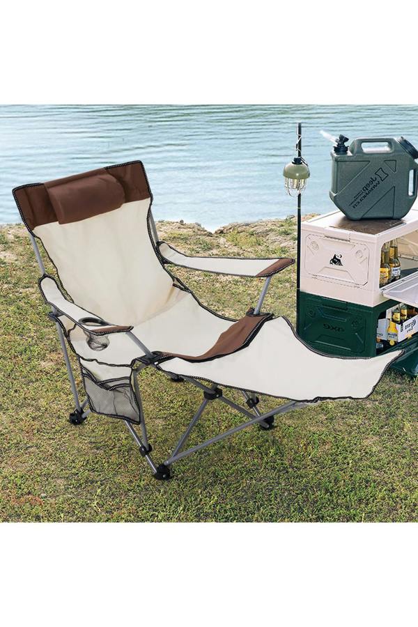 Living and Home Foldable Reclining Camping Chair with Footrest