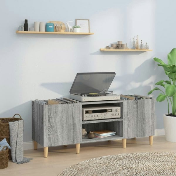 Berkfield Record Cabinet Grey Sonoma 121x38x48 cm Engineered Wood