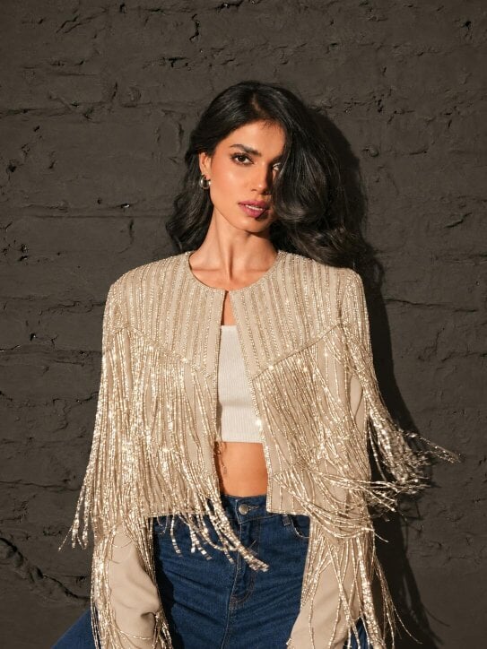 Rose & Nancy Scarlett Jacket Ivory and Soft Pearl