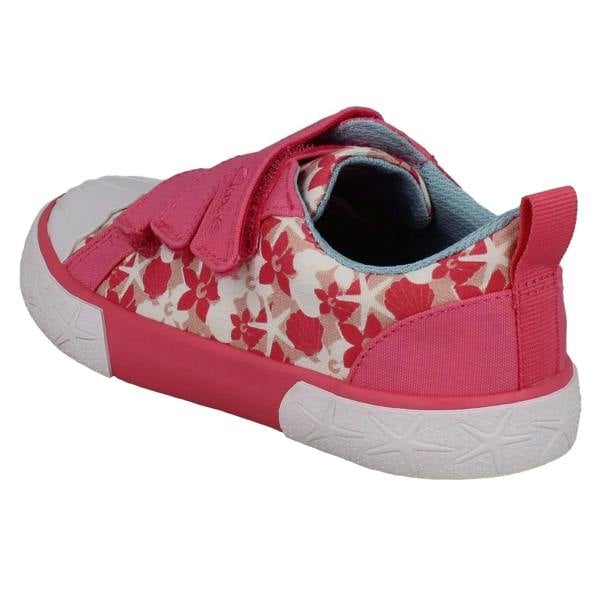 Clarks Girls Clarks Playprints Floral Starfish Design Canvas Shoes Foxing Shell