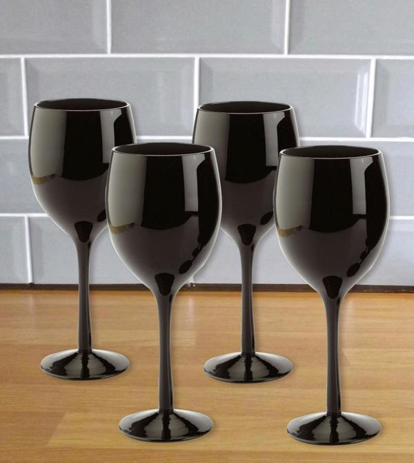 AddLiquid Black Wine Glasses (Set of 4)