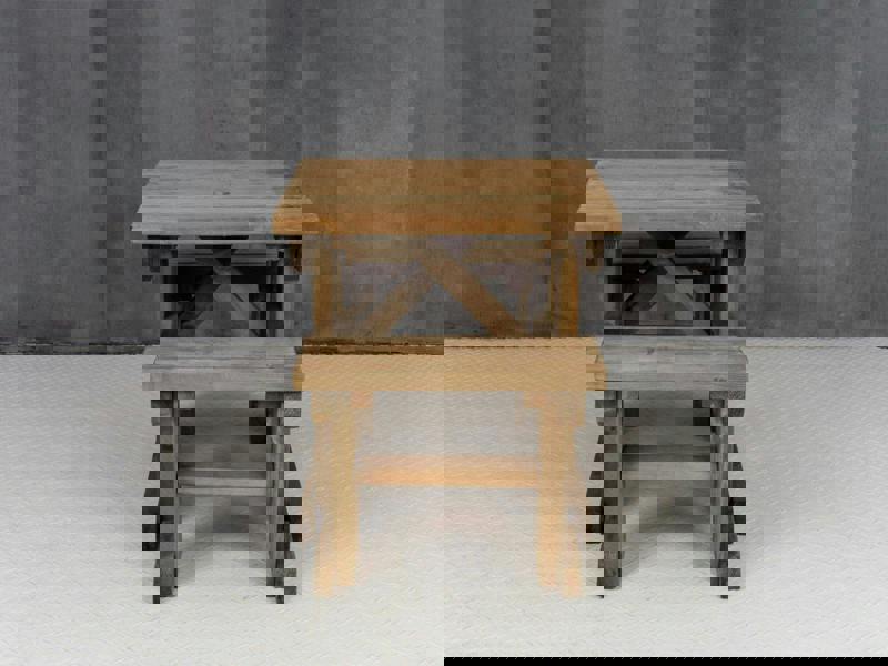 Yews Space-Saving Picnic Table and Benches Set – Rustic Finish Wooden Outdoor Dining Set for Gardens and Patios
