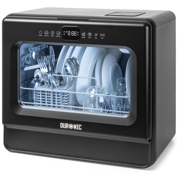 Duronic DW10 Tabletop Countertop Dishwasher, 5L Portable Mini with 5 Wash Cycles, Black
