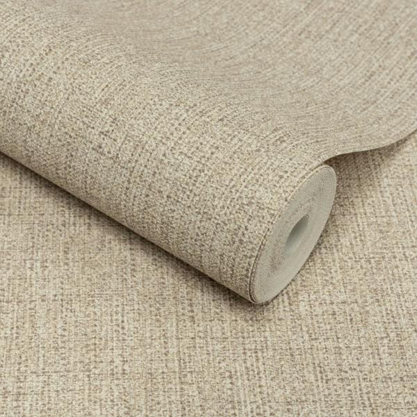 Grandeco Twill Plain Fabric Textured Wallpaper, Light Taupe