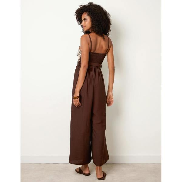 Blue Vanilla Gold Detailed Embroidered Stitching Jumpsuit