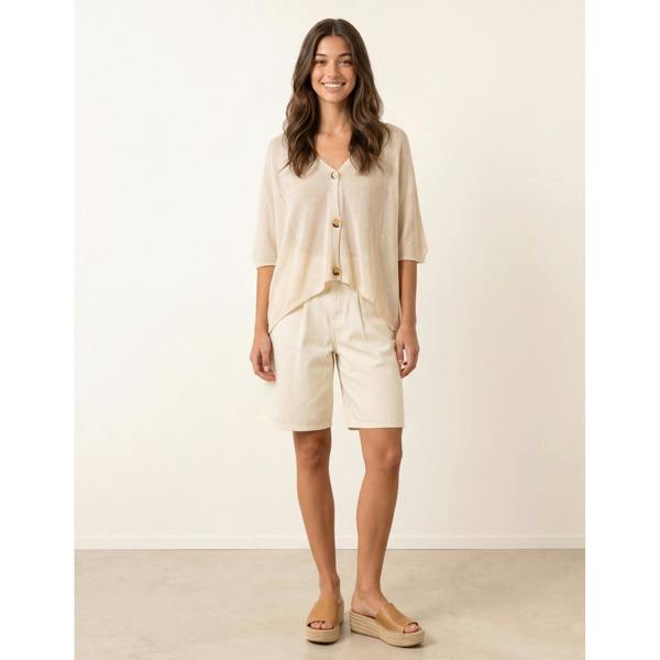 Blue Vanilla Thin Knit Button Front Boxy Cardigan