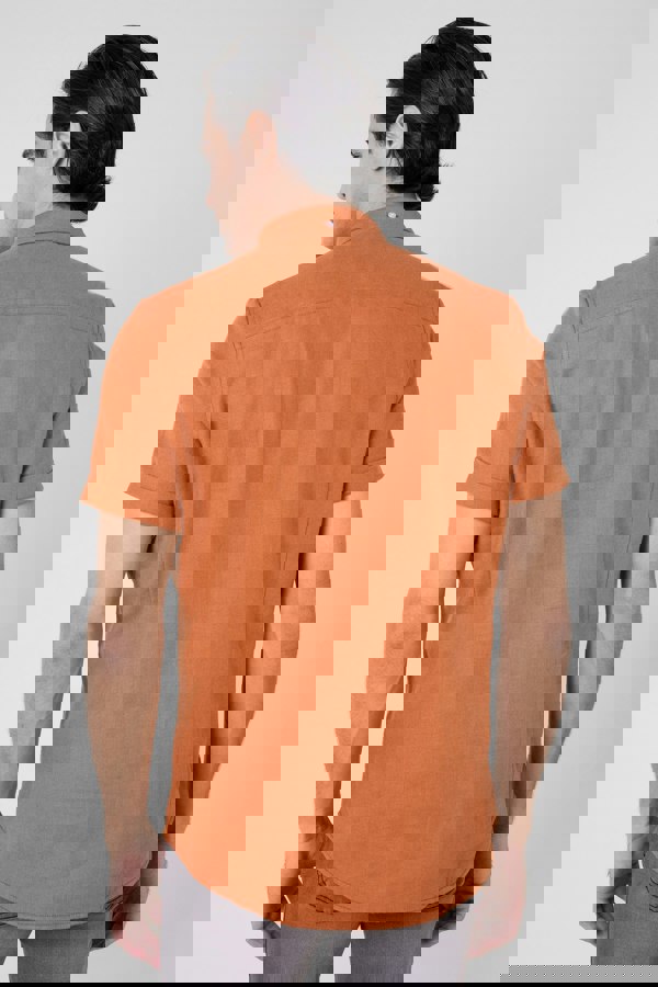 ENORSIA Mens Cotton Linen Roll-Up Sleeve Shirt