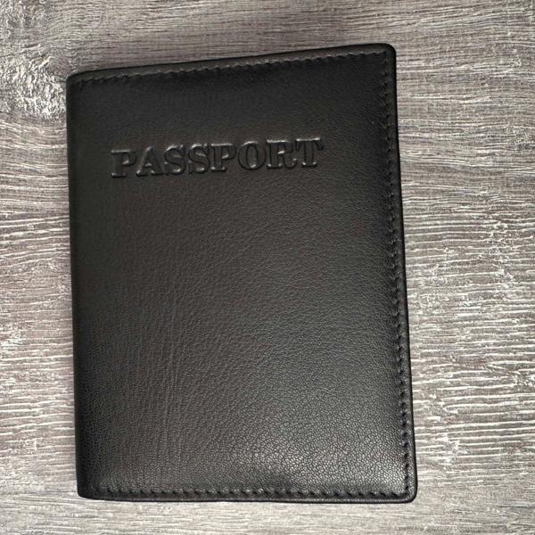 London Leathergoods Genuine Leather RFID Passport Cover - Black
