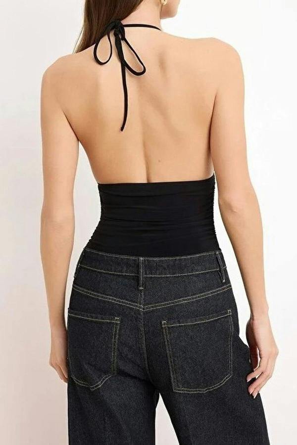 WOVCOR Accessory Detail Ruched Party Bodysuit
