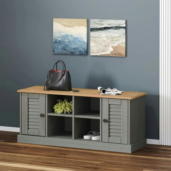 Berkfield Shoe Bench VIGO Grey 106x35x40 cm Solid Wood Pine