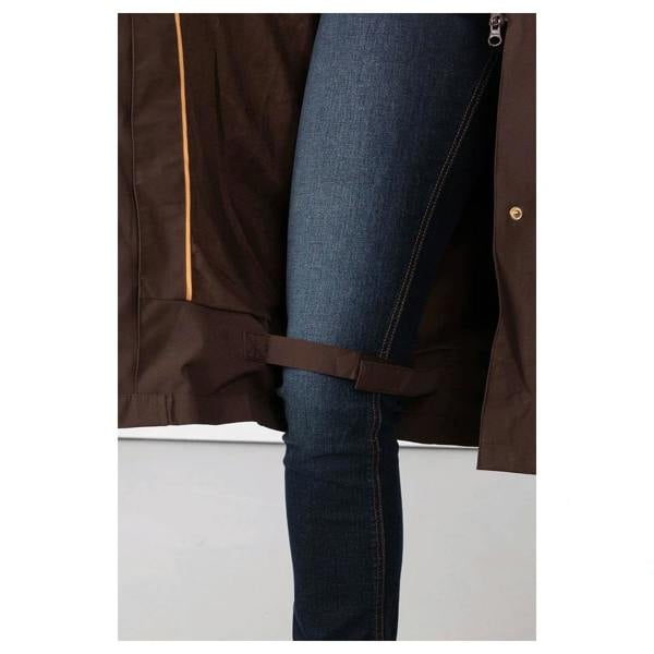 Rydale Bramham Ladies Full Length Coat rear riding strap and back vent detail