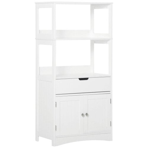 Wyld Haus Disarike White Freestanding Storage Cabinet With Shelves Drawers And Double Doors For Bathroom Or Kitchen
