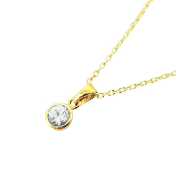 Mini Round White Topaz April Birthstone Pendant Necklace