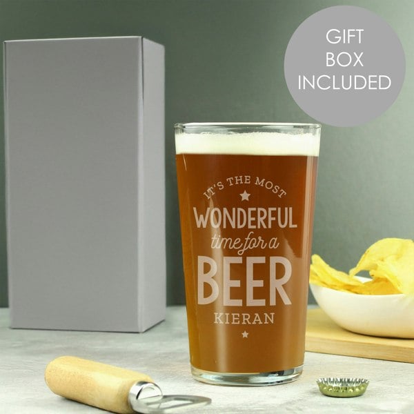 Personalised Memento Company Personalised Wonderful Time For A Beer Pint Glass