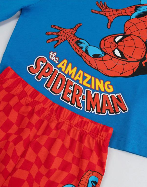 Vanilla Underground Marvel Boys Multicoloured Spiderman Multi-Pack of 2 Long Sleeve Long Leg Pyjama Set