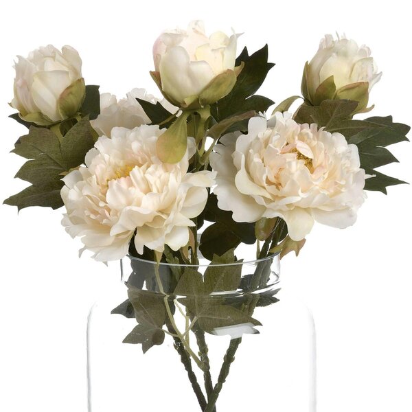 Wyld Haus Set of 3 Artificial Flowers White Peony Stem