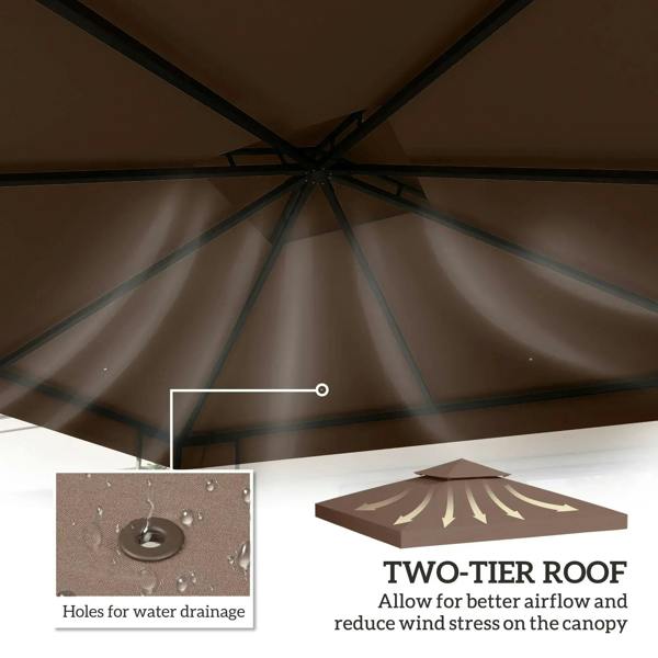 Coffee double-tier canopy top replacement with underside support ribs.