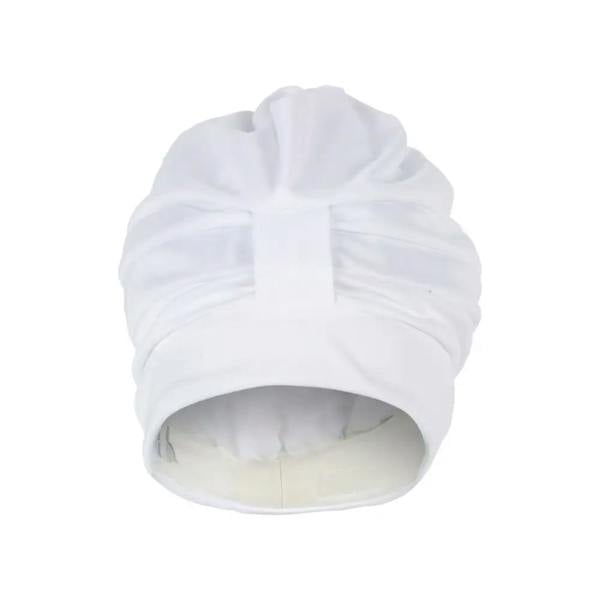 Fashy draped fabric swim cap with white pleated chefs hat design
