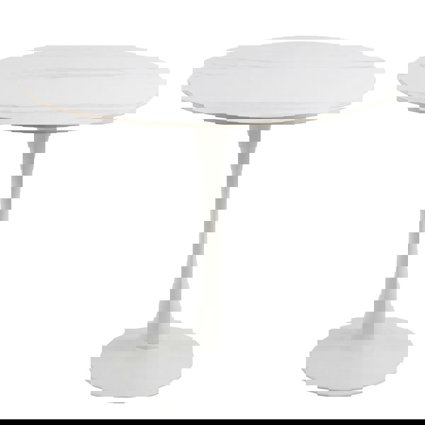 Furniture To Go Malta Ceramic Round Dining Table in White 90x75cm
