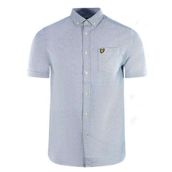 Lyle & Scott Blue Short Sleeved Casual Oxford Shirt