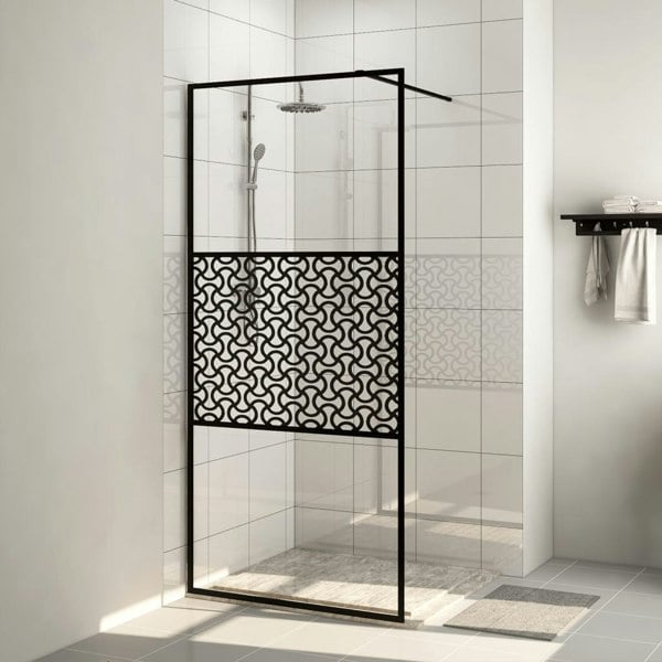 Berkfield Walk-in Shower Wall with Clear ESG Glass 115x195 cm Black