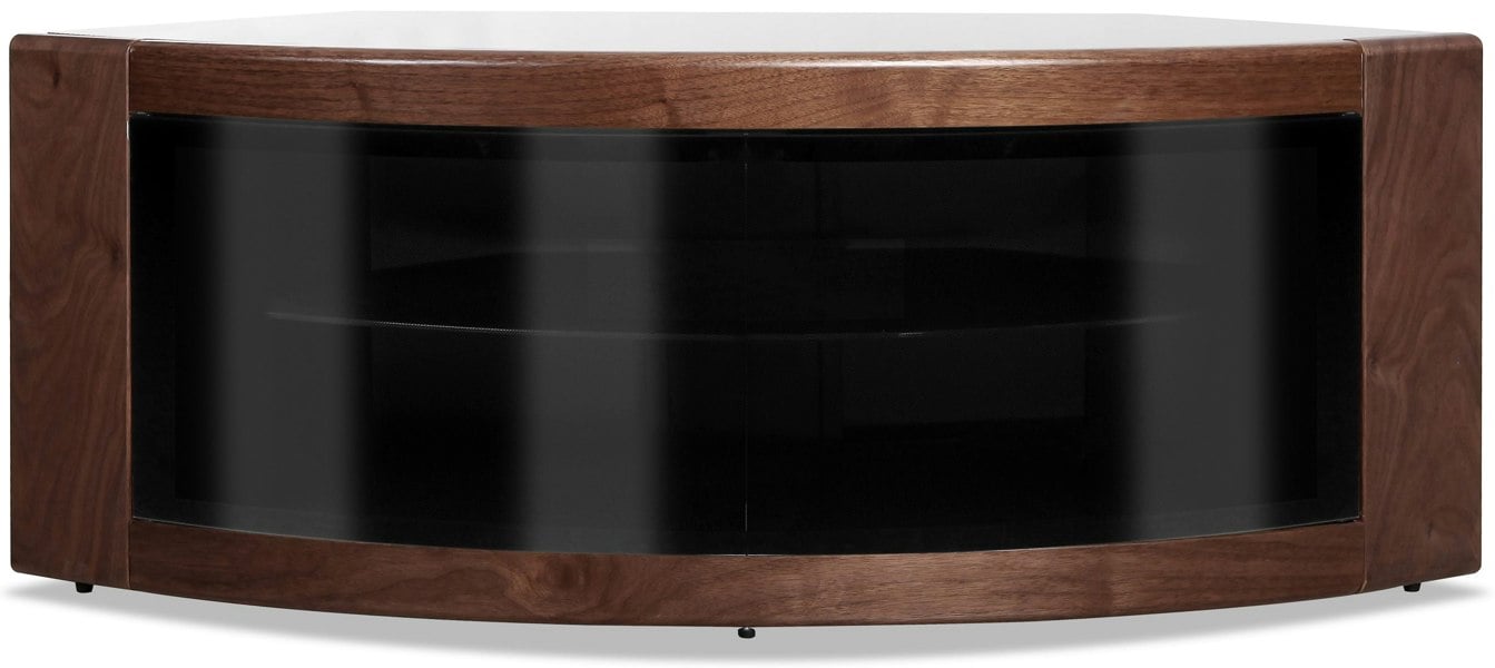 Centurion Supports PANGEA Black Walnut Beam-Thru Curved Tru-Corner 32"-50" TV Cabinet