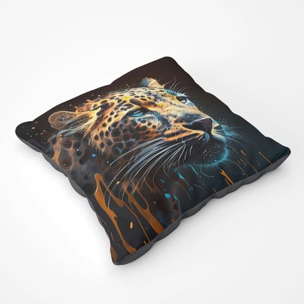 Warren Reed Leapoard Face Splashart On Dark Background Floor Cushion