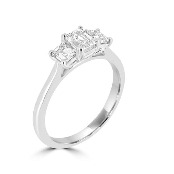 Sarah Layton Platinum Emerald Cut Trilogy Ring - 1.15ct