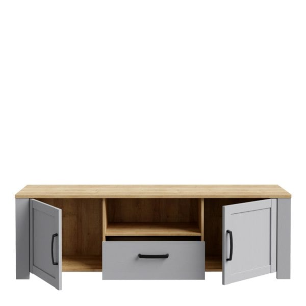 Furniture To Go Bohol 2 Door 1 Drawer TV Unit in Grey/Riviera Oak