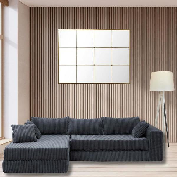 Groundlevel Camden 3 Seater Sectional Velvet Sofa