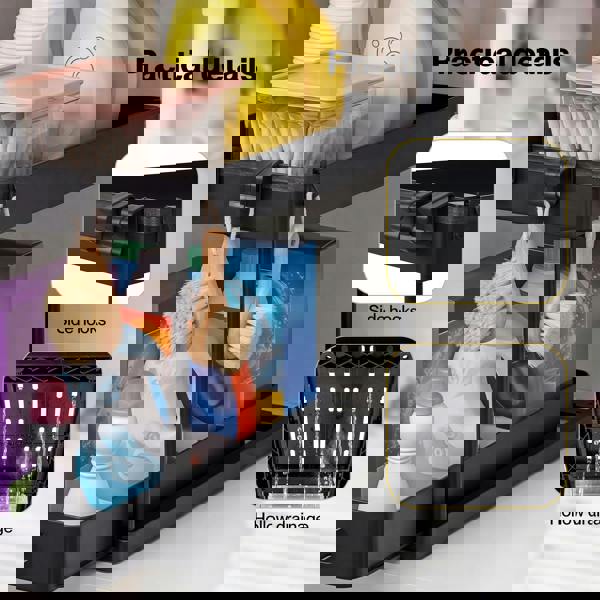 Toque Under Sink Storage Kitchen Sliding Drawer Pull Out Organiser 2 Pack Black