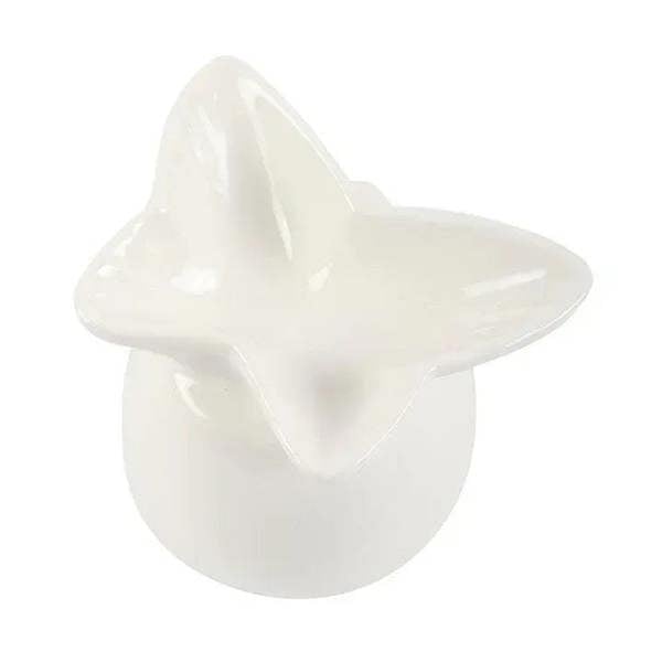 White butterfly oil burner side view with sculpted star-like wings