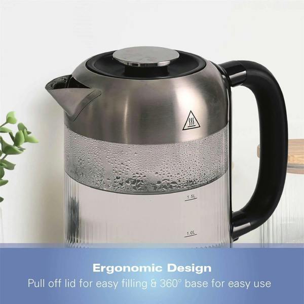 Hamilton Beach Liberty 1.7L Ribbed Glass Kettle