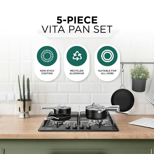 DMD Collective VITA - Non Stick Pan Set - Durable Stainless Steel Pans for Induction Stove Cooking