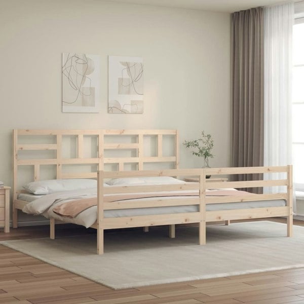 Berkfield Bed Frame with Headboard 200x200 cm Solid Wood