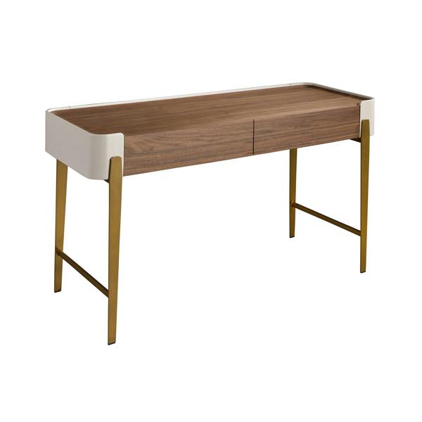 Angel Cerdá Desk in Walnut, Beige and Golden Polished Steel 7186