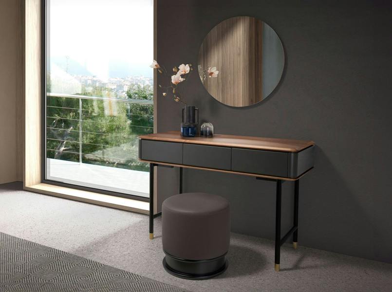 Angel Cerdá Rectangular Console Walnut, Matt Dark Grey Wood and Black Steel 7171