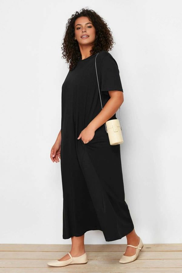 WOVCOR Midi 100% Cotton Knitted T-shirt Dress
