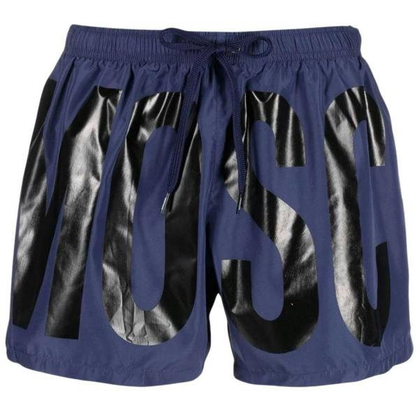 Moschino Mens Logo Swim Shorts - Navy Blue - 