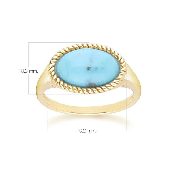 Gemondo Classic Oval Turquoise Ring in 9ct Yellow Gold
