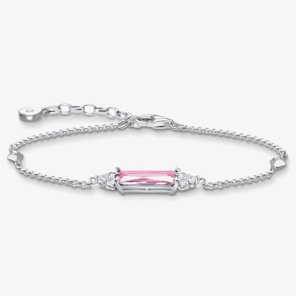 THOMAS SABO Heritage Silver & Pink Octagon Cubic Zirconia Bracelet A2018-051-9-L19V