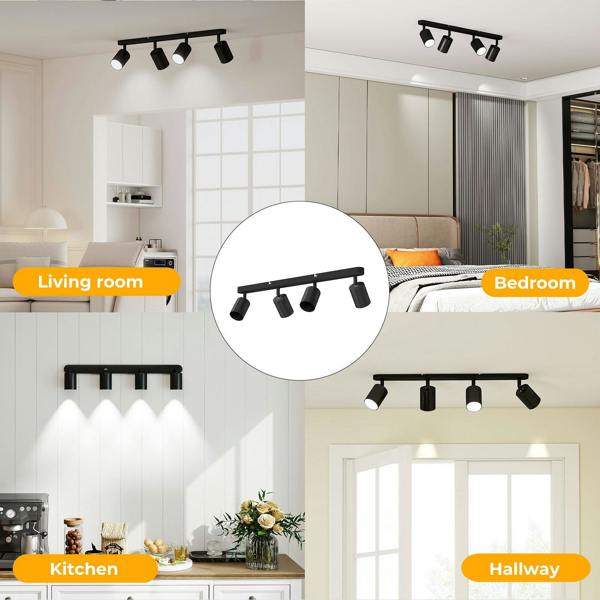 EMITTO Ceiling Spotlight Adjustable Kitchen Bar Spot Light LED GU10 No Bulbs