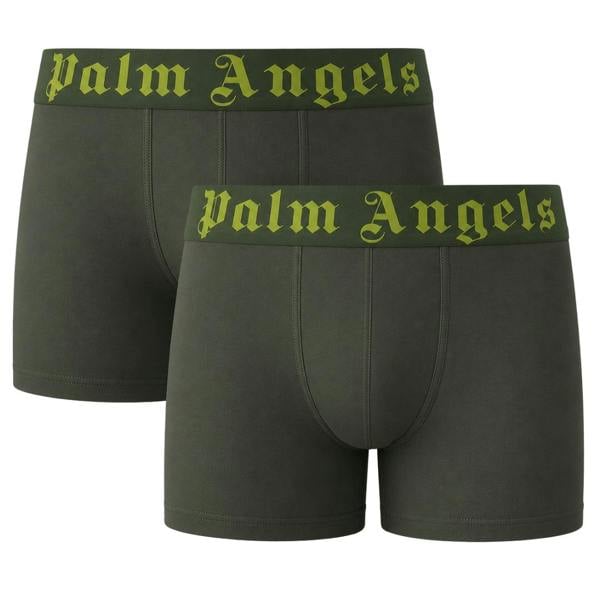 Palm Angels Two-Pack Contrast Logo Military Green Boxer Shorts
